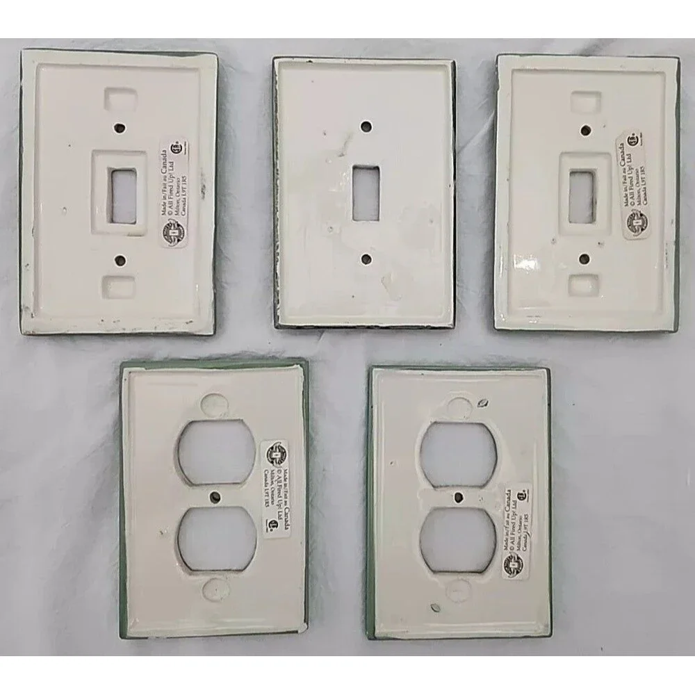 Cover plate Custom Set 2-Outlet and 3-Switch All Fired Up, Fruits Retired VTG